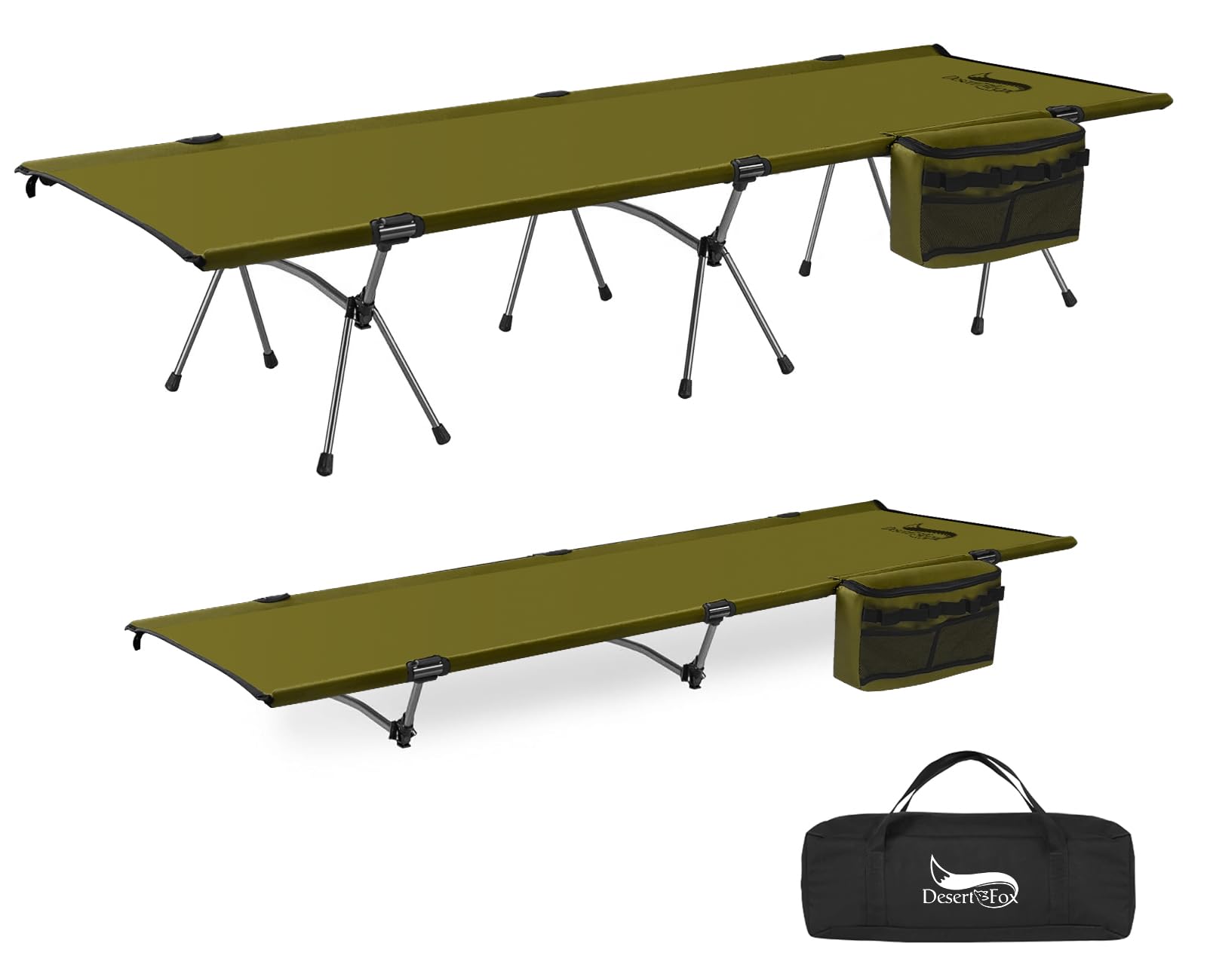DESERT WALKER コット ダークグリーンブラック　2セット Amazon | DesertFox コット キャンプ 2way 軽量 150KG高耐荷重